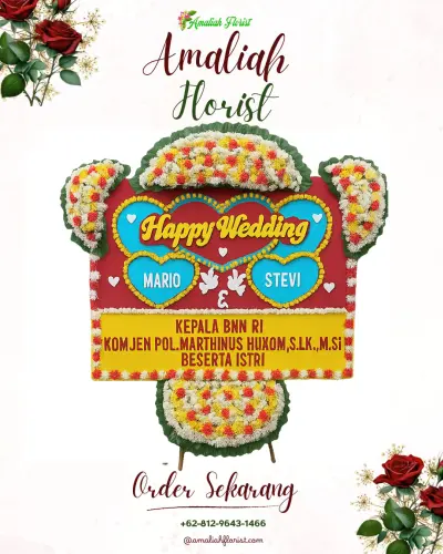 Karangan Papan Bunga Pernikahan di Sambau